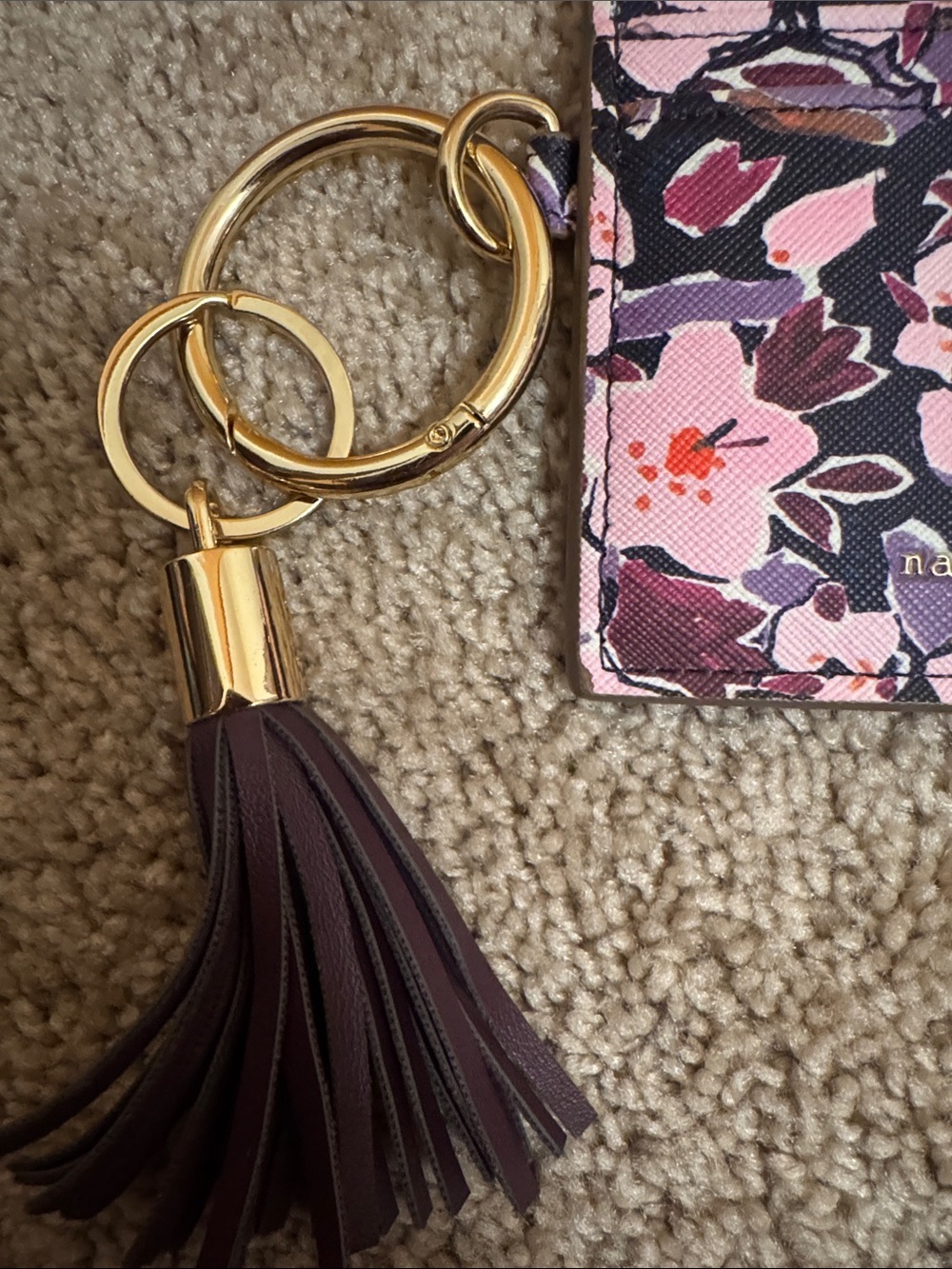 Nanette Lapore Cardholder Keychain with Tassel - Pink Floral - Picture 3 of 4